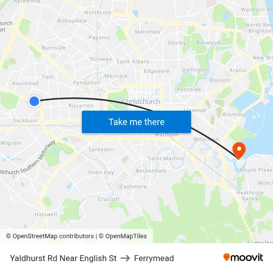 Yaldhurst Rd Near English St to Ferrymead map