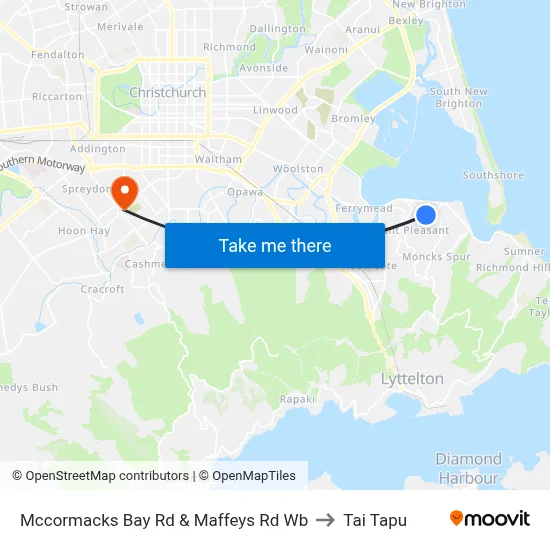 Mccormacks Bay Rd & Maffeys Rd Wb to Tai Tapu map