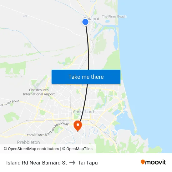 Island Rd Near Barnard St to Tai Tapu map