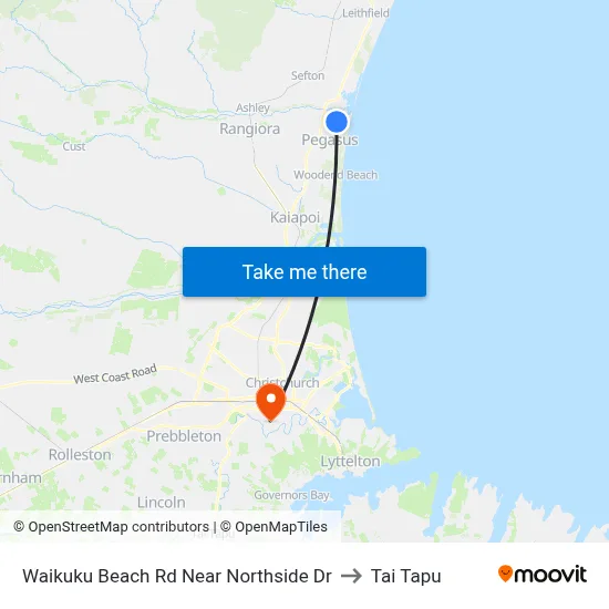 Waikuku Beach Rd Near Northside Dr to Tai Tapu map