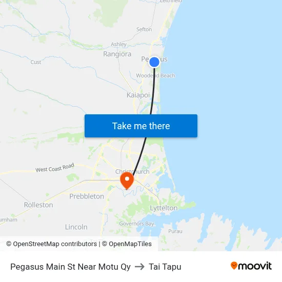 Pegasus Main St Near Motu Qy to Tai Tapu map