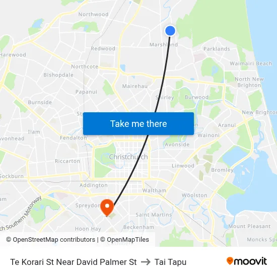 Te Korari St Near David Palmer St to Tai Tapu map
