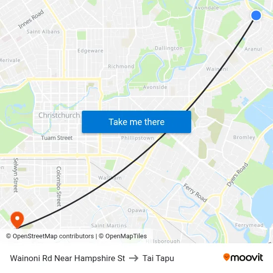 Wainoni Rd Near Hampshire St to Tai Tapu map