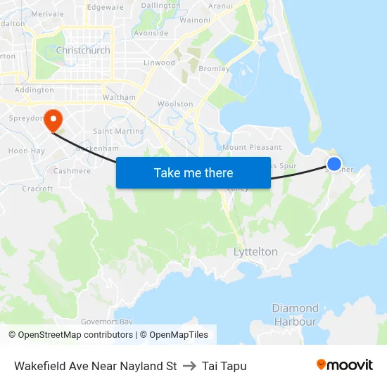 Wakefield Ave Near Nayland St to Tai Tapu map