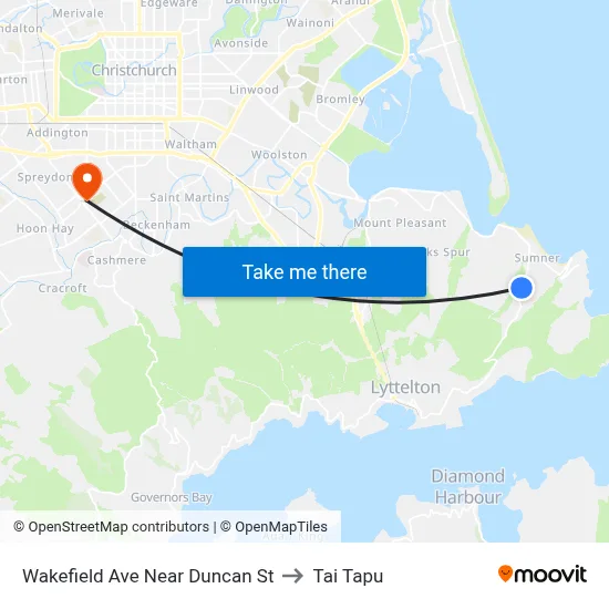 Wakefield Ave Near Duncan St to Tai Tapu map