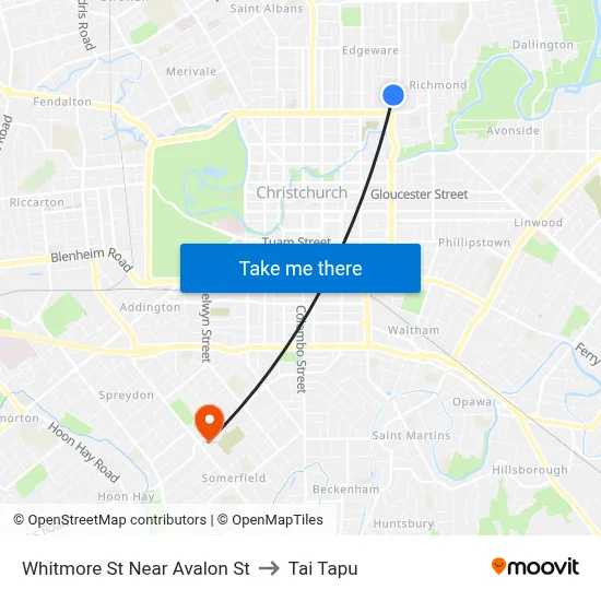 Whitmore St Near Avalon St to Tai Tapu map