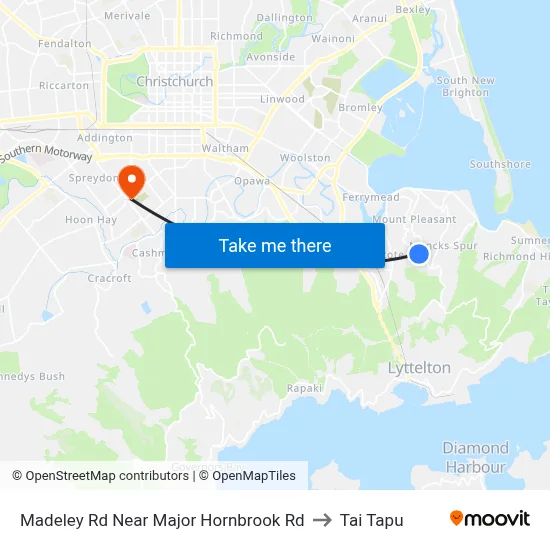 Madeley Rd Near Major Hornbrook Rd to Tai Tapu map