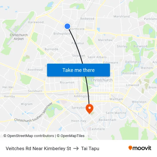 Veitches Rd Near Kimberley St to Tai Tapu map