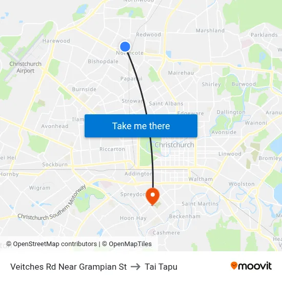 Veitches Rd Near Grampian St to Tai Tapu map