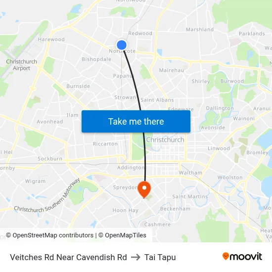 Veitches Rd Near Cavendish Rd to Tai Tapu map