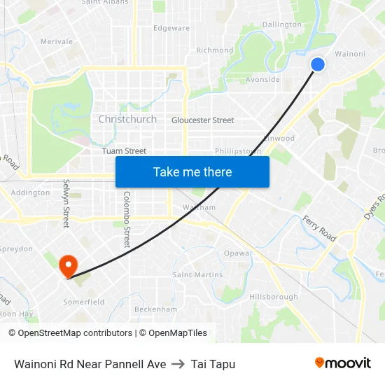 Wainoni Rd Near Pannell Ave to Tai Tapu map