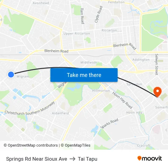 Springs Rd Near Sioux Ave to Tai Tapu map