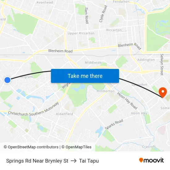 Springs Rd Near Brynley St to Tai Tapu map