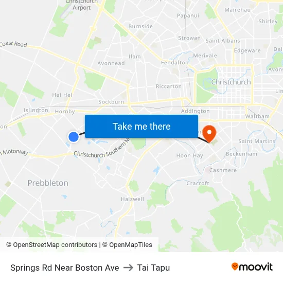 Springs Rd Near Boston Ave to Tai Tapu map