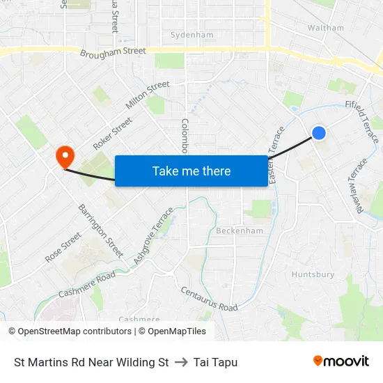 St Martins Rd Near Wilding St to Tai Tapu map