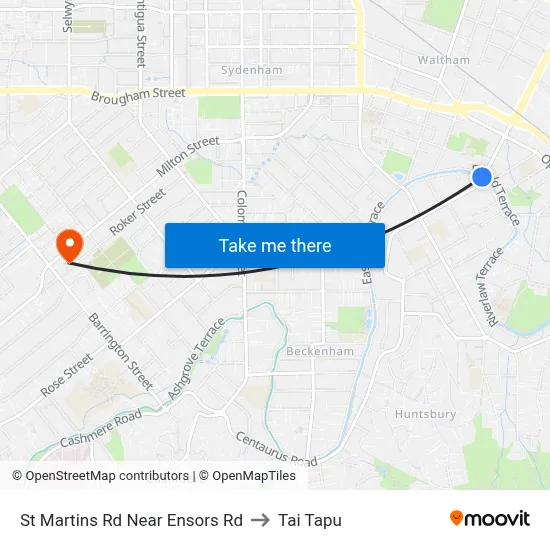 St Martins Rd Near Ensors Rd to Tai Tapu map