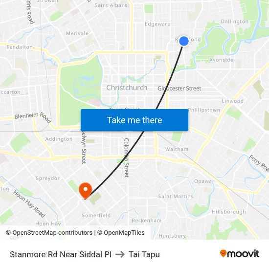Stanmore Rd Near Siddal Pl to Tai Tapu map