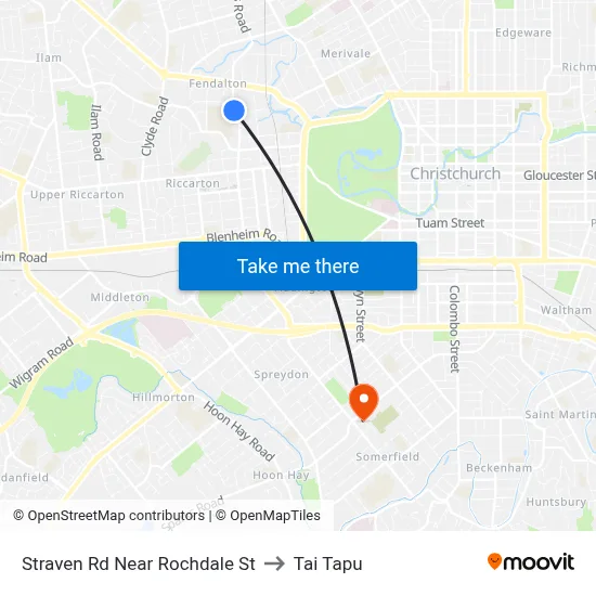 Straven Rd Near Rochdale St to Tai Tapu map
