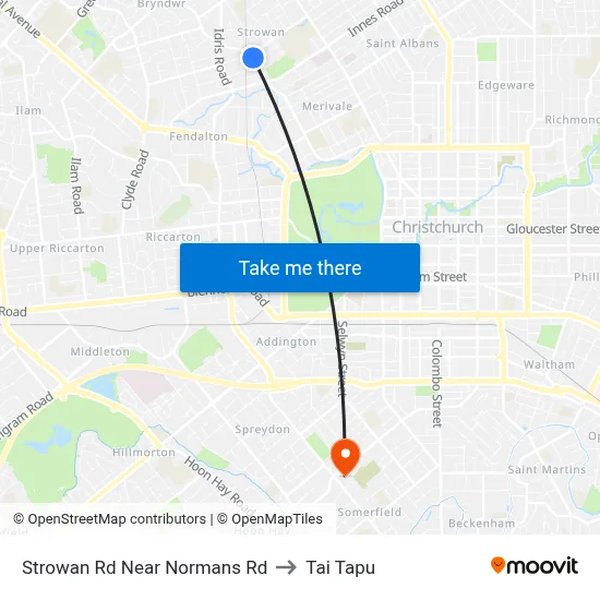 Strowan Rd Near Normans Rd to Tai Tapu map