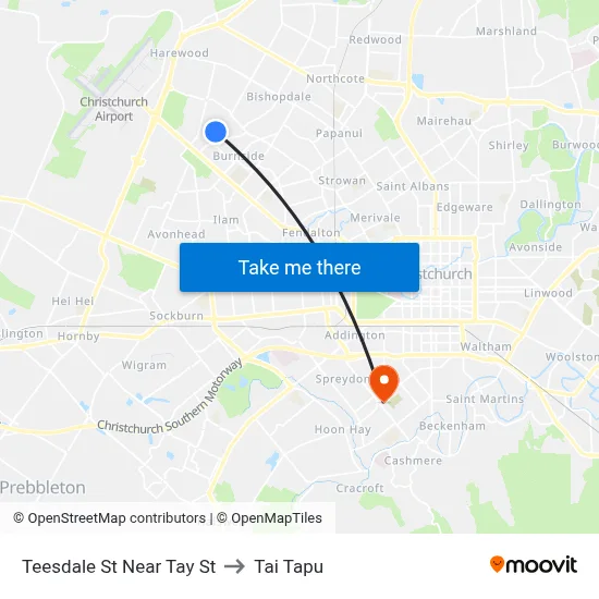 Teesdale St Near Tay St to Tai Tapu map