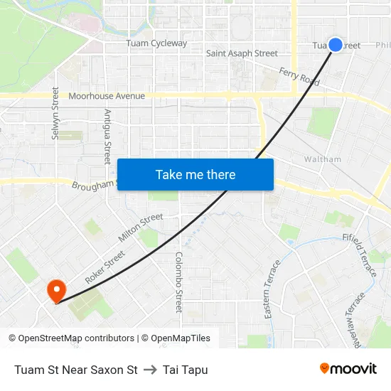 Tuam St Near Saxon St to Tai Tapu map