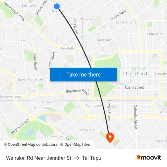 Wairakei Rd Near Jennifer St to Tai Tapu map