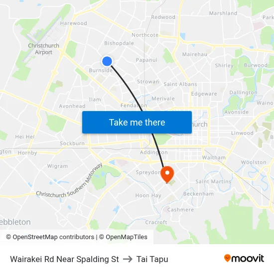 Wairakei Rd Near Spalding St to Tai Tapu map