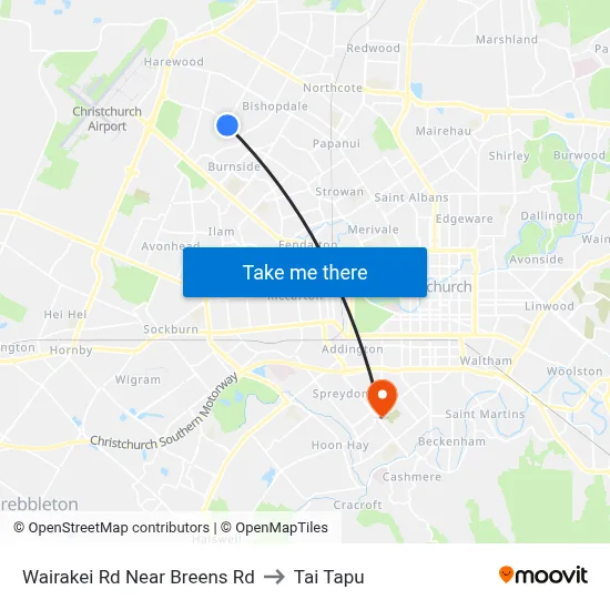 Wairakei Rd Near Breens Rd to Tai Tapu map