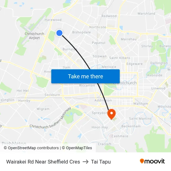 Wairakei Rd Near Sheffield Cres to Tai Tapu map