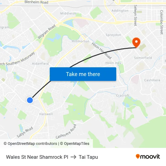Wales St Near Shamrock Pl to Tai Tapu map