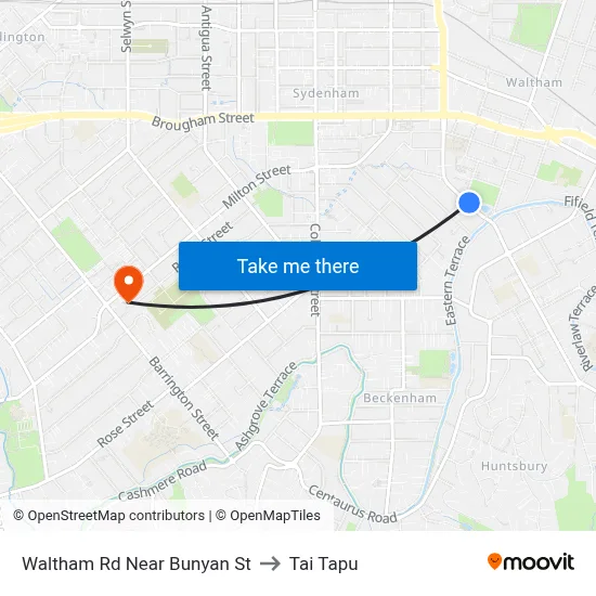 Waltham Rd Near Bunyan St to Tai Tapu map