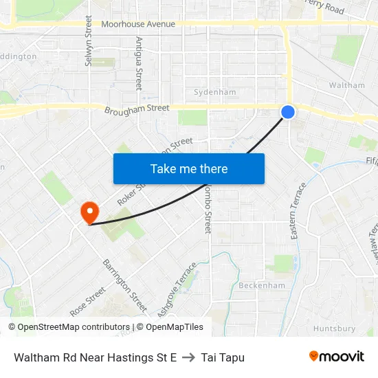 Waltham Rd Near Hastings St E to Tai Tapu map