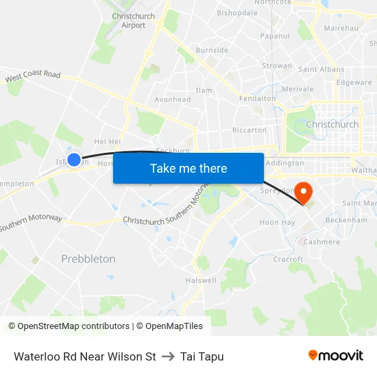 Waterloo Rd Near Wilson St to Tai Tapu map