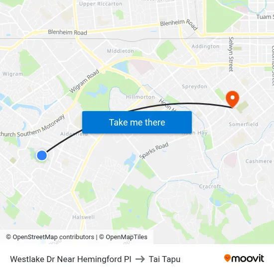 Westlake Dr Near Hemingford Pl to Tai Tapu map