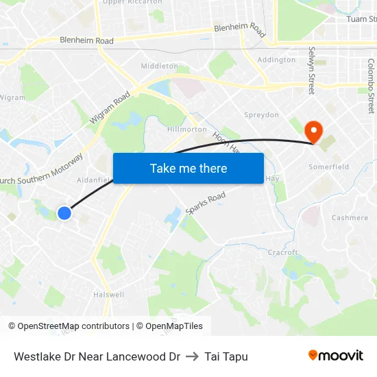 Westlake Dr Near Lancewood Dr to Tai Tapu map
