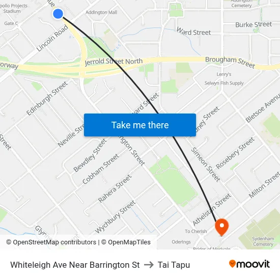 Whiteleigh Ave Near Barrington St to Tai Tapu map