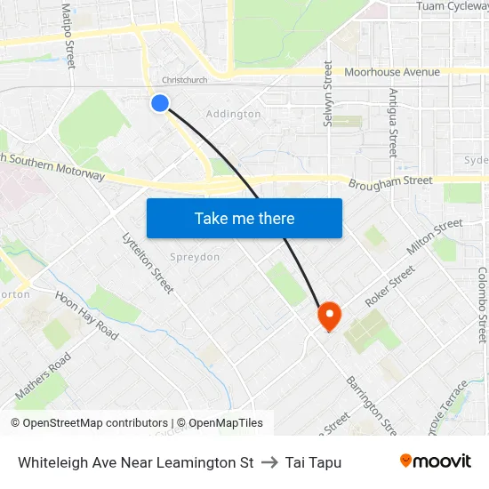 Whiteleigh Ave Near Leamington St to Tai Tapu map