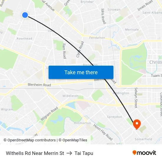 Withells Rd Near Merrin St to Tai Tapu map