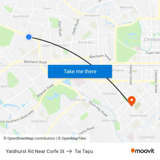 Yaldhurst Rd Near Corfe St to Tai Tapu map