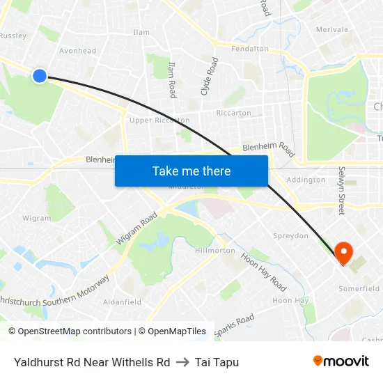 Yaldhurst Rd Near Withells Rd to Tai Tapu map