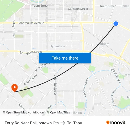 Ferry Rd Near Phillipstown Cts to Tai Tapu map