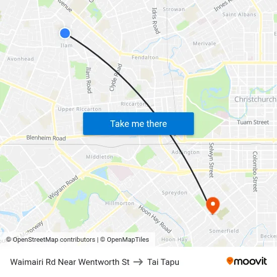 Waimairi Rd Near Wentworth St to Tai Tapu map
