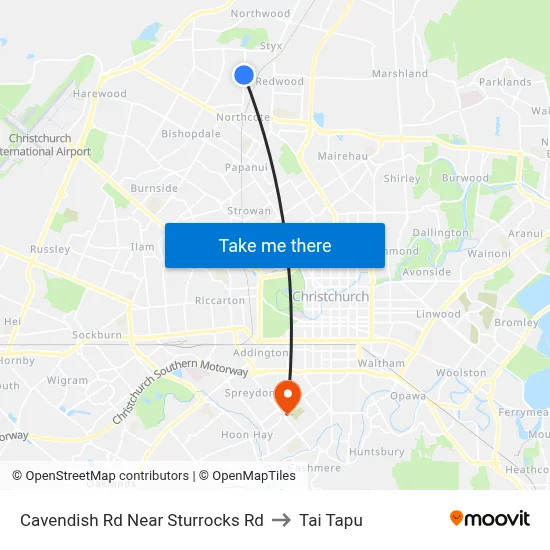 Cavendish Rd Near Sturrocks Rd to Tai Tapu map