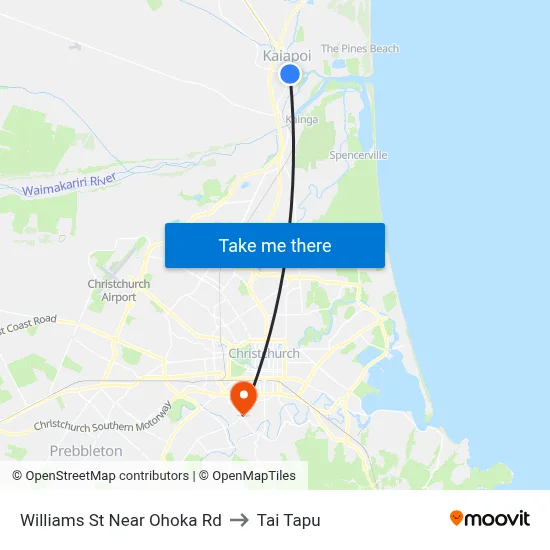 Williams St Near Ohoka Rd to Tai Tapu map