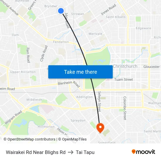 Wairakei Rd Near Blighs Rd to Tai Tapu map