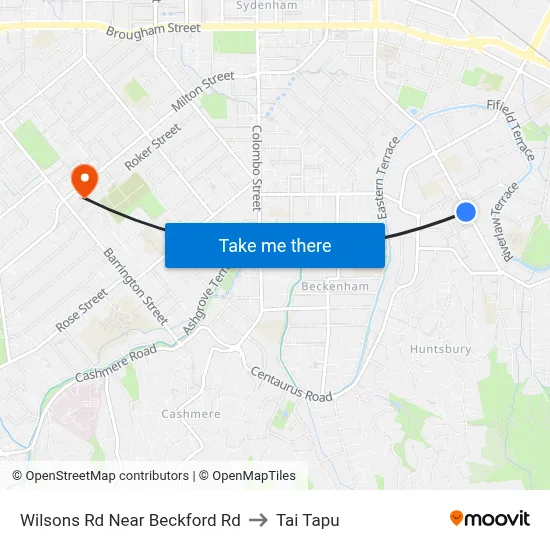 Wilsons Rd Near Beckford Rd to Tai Tapu map