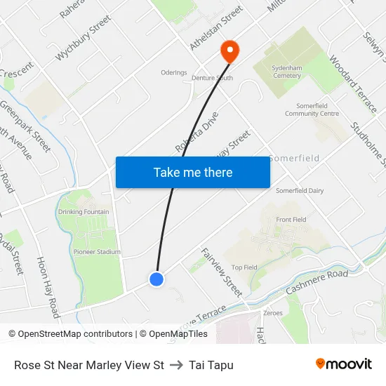 Rose St Near Marley View St to Tai Tapu map