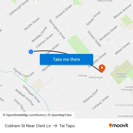 Cobham St Near Clent Ln to Tai Tapu map
