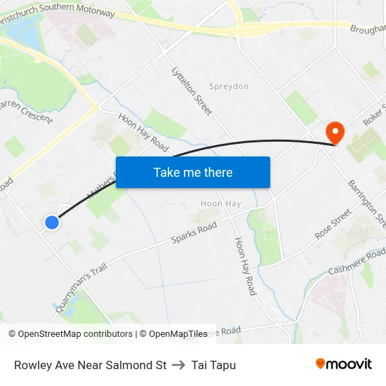 Rowley Ave Near Salmond St to Tai Tapu map