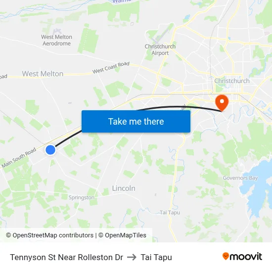 Tennyson St Near Rolleston Dr to Tai Tapu map